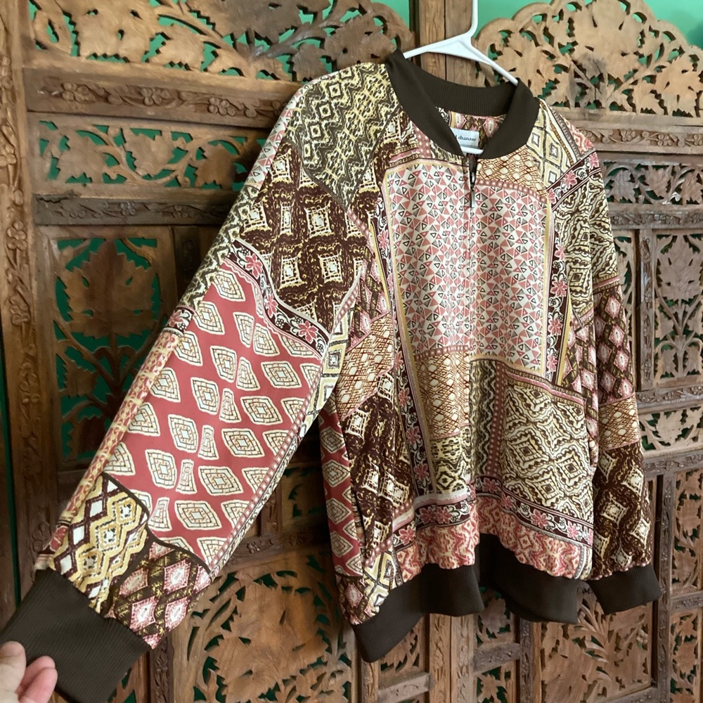 Patchwork Print Bomber Jacket - image 4